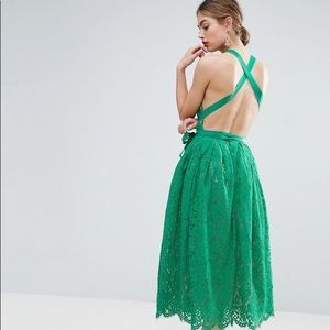 ASOS SALON lace pinny backless full midi